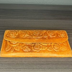 Embossed Floral Leather Wallet